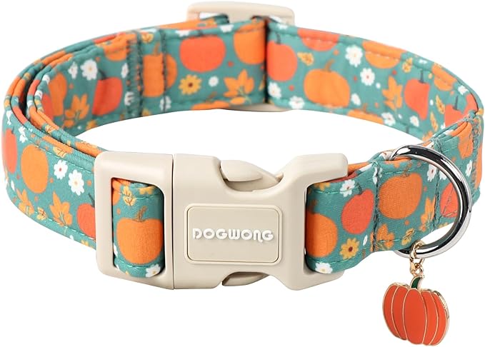 DOGWONG Fall Pumpkin Dog Collar- Cute Fall Holiday Dog Collars Adjustable Halloween Dog Collar for Small Medium Large Dogs S