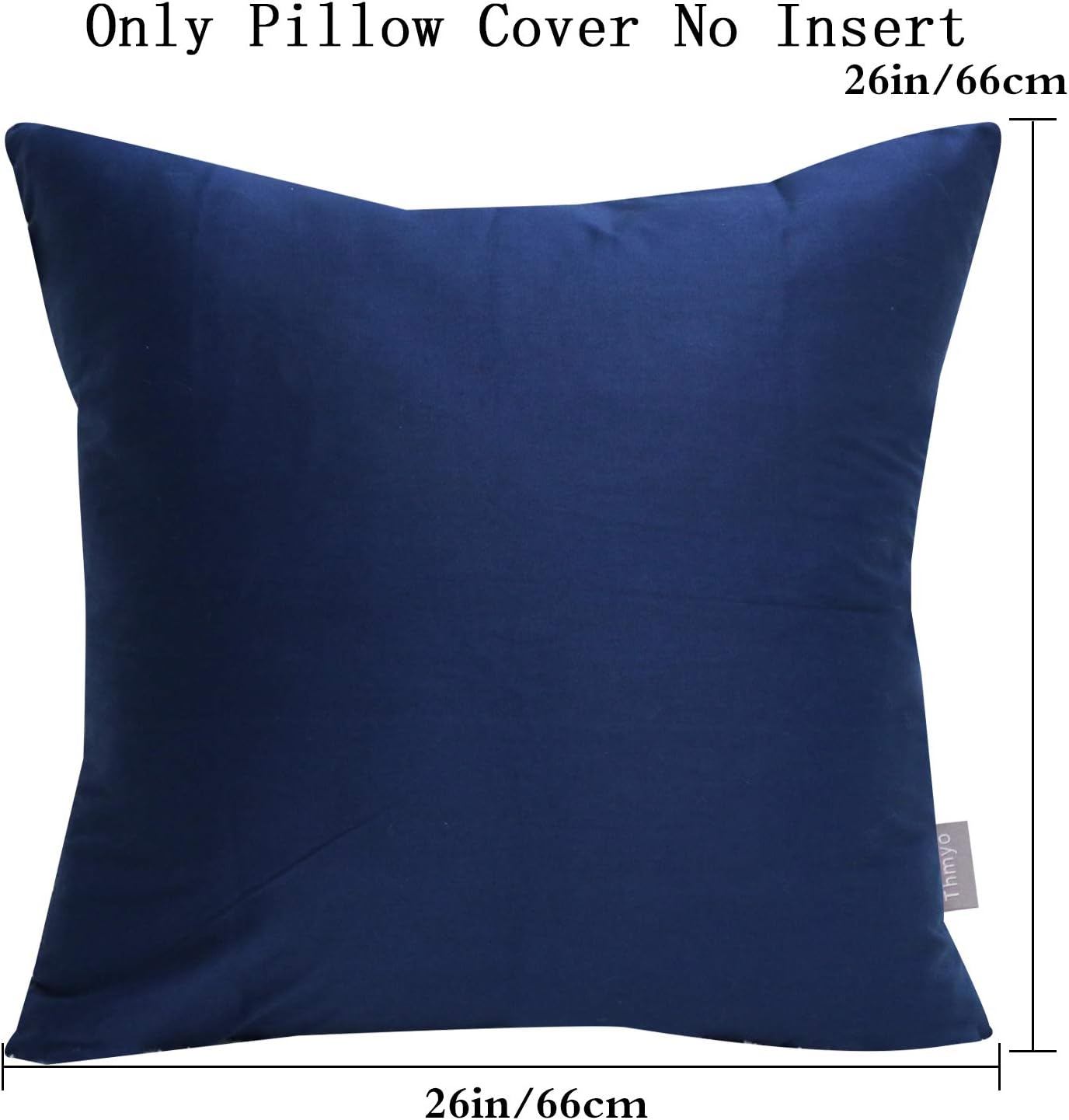 Thmyo 4-Pack 100% Cotton Comfortable Solid Decorative Throw Pillow Case Square Cushion Cover Pillowcase Sublimation Blank Pillow Covers Halloween DIY Throw Pillowcase(26x26inch/66x66cm,Midnight Blue)