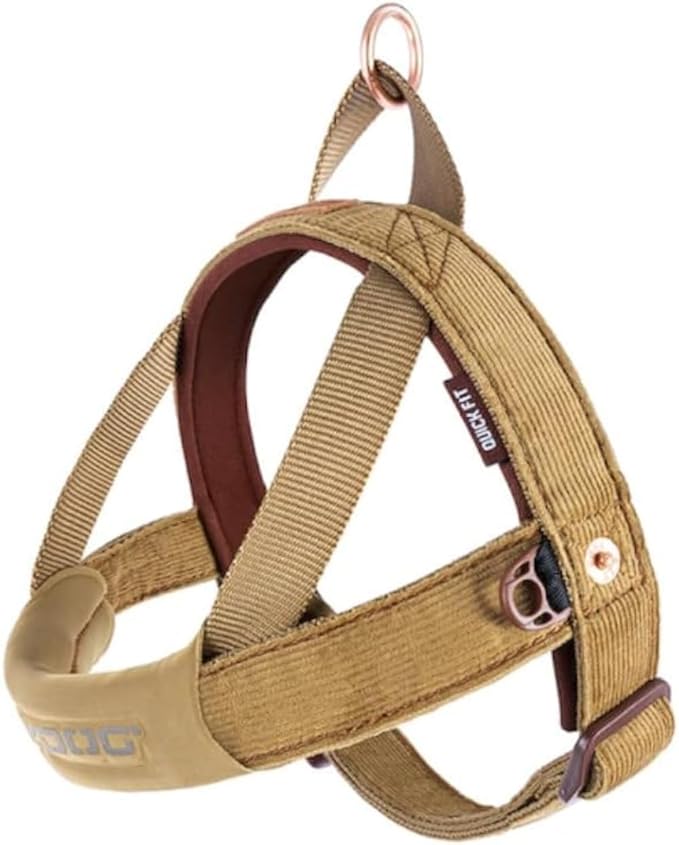 EzyDog Quick Fit Dog Harness – No Pull Harness for Training, Everyday Walking, and Easy Control - Adjustable Fit, Reflective, and Padded (Medium, Corduroy)