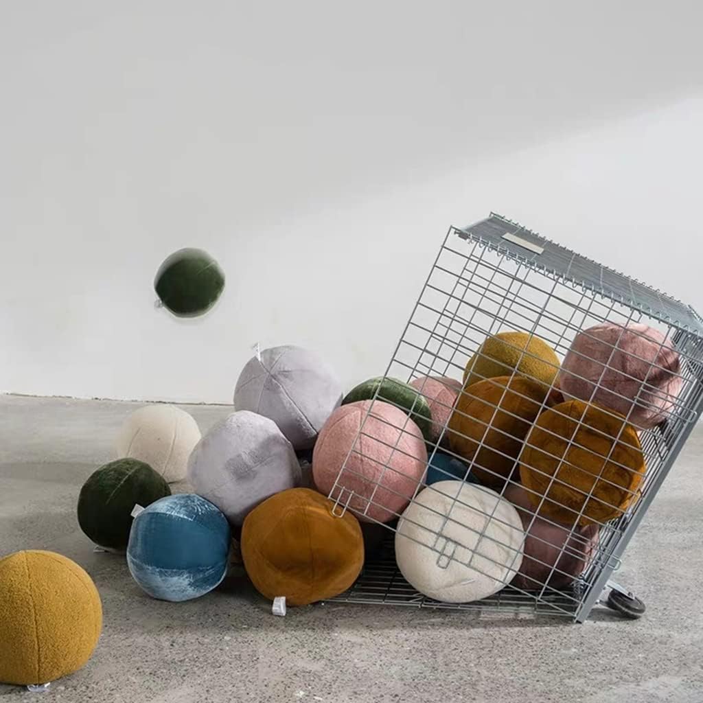 MOJUN Plush Ball Pillow, Round Throw Pillow Home Decoration Floor Pillow Cushion, Sphere Pillow for Chair Couch Sofa Bedroom Gift (13.77inch, White)