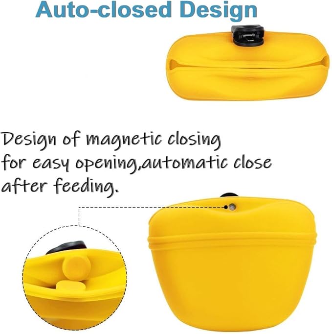 RoyalCare Silicone Dog Treat Pouch-Small Training Bag-Portable Dog Treat Bag for Leash with Magnetic Closure and Waist Clip[US Design Patent]