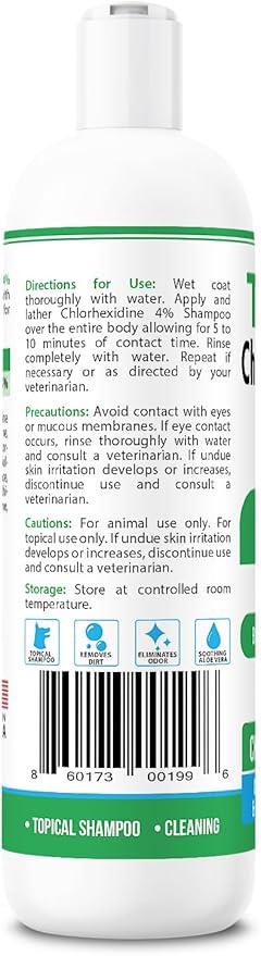Truseb Topical Chlorhexidine 4% Shampoo for Dogs, Cats, and Horses with Plum/Blueberry Scent - 12 oz - Made in U.S.A (Chlorhexidine 4% Shampoo, 12 oz)
