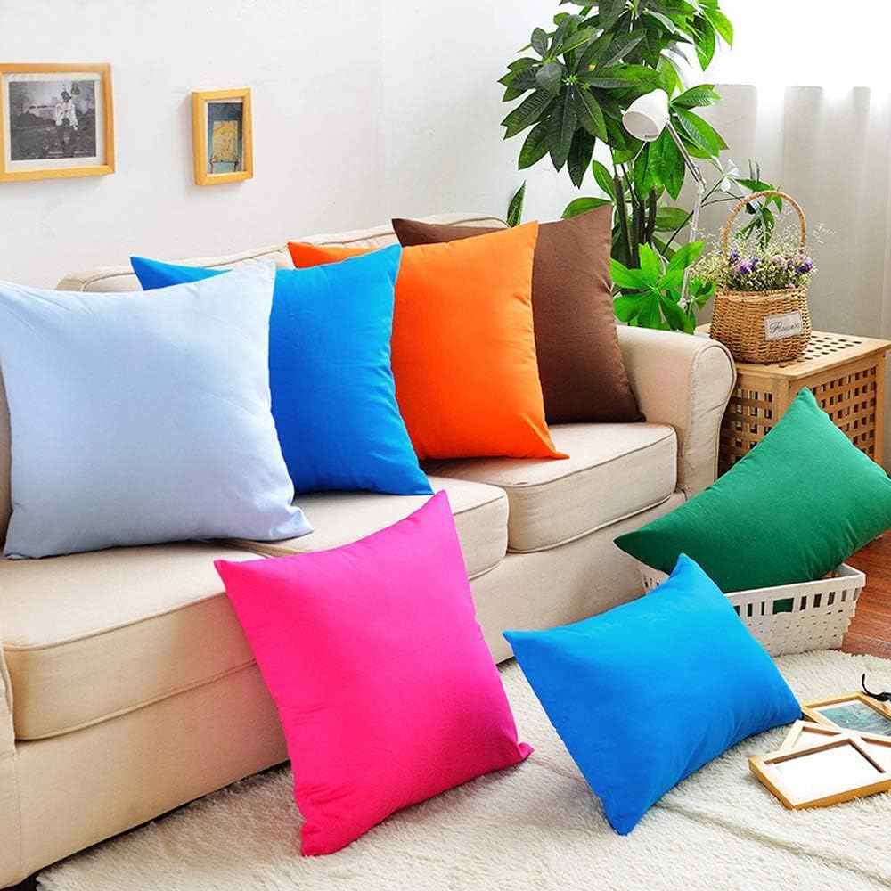 4-Pack 100% Cotton Comfortable Solid Decorative Throw Pillow Case,Thmyo Square Cushion Cover Pillowcase Sublimation Blank Pillow Covers DIY Throw Pillowcase for Sofa Bedroom(22x22 inch/ 55x55cm,Blue)