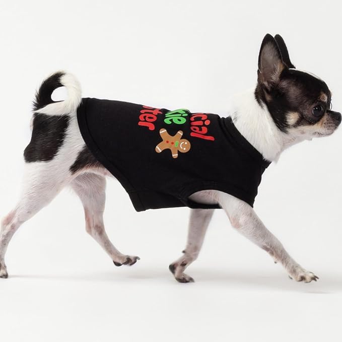 Fitwarm Official Cookie Tester Funny Dog Shirt, Christmas Dog Clothes for Small Dogs Boy Girl, Holiday Doggy Tshirt, Pet Outfit, Gingerbread, Black, Red, Green, XXL