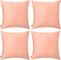 Thmyo 4-Pack 100% Cotton Comfortable Solid Decorative Throw Pillow Case, Square Cushion Cover Pillowcase Sublimation Blank Pillow Covers DIY Throw Pillowcase(18x18 inch/ 45x45cm,Sakura Pink)