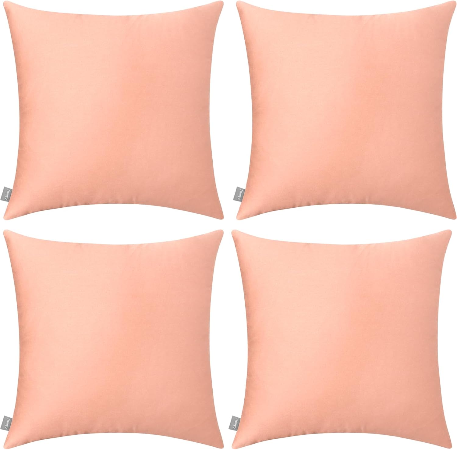 Thmyo 4-Pack 100% Cotton Comfortable Solid Decorative Throw Pillow Case, Square Cushion Cover Pillowcase Sublimation Blank Pillow Covers DIY Throw Pillowcase(18x18 inch/ 45x45cm,Sakura Pink)
