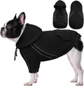ASENKU Cozy Dog Hoodie，Soft Sweater with Adjustable Hood, Back Pocket and Leash Access Hole，Warm Reflective Sweatshirt for Cold Weather（Black，S