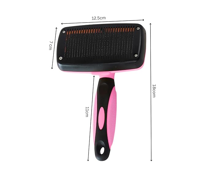 3-in 1 Dog & Cat Grooming Supplies- Self-cleaning Slicker Brush, Deshedding Rake Comb, And Finger Toothbrush For Dogs & Cats | Perfect For Pet Grooming Kit, Dematting And Dental Tool (pink)