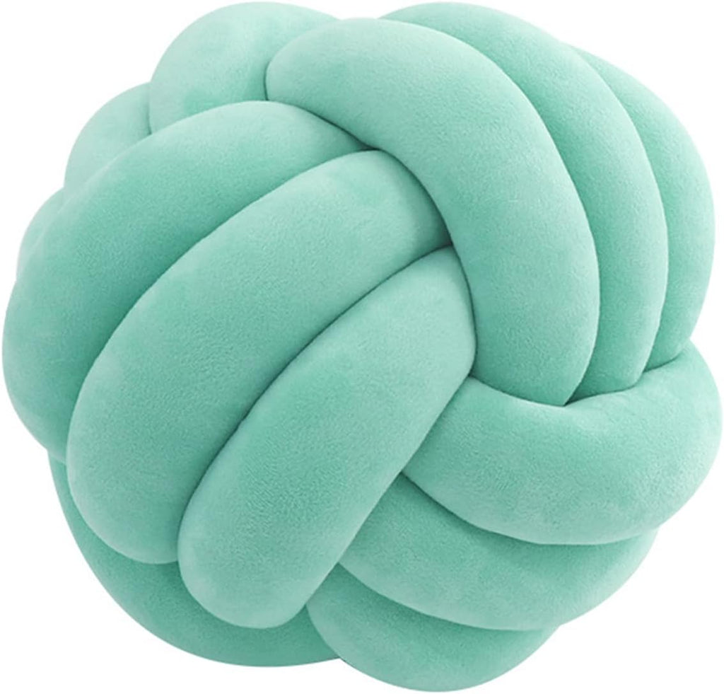 Round Throw Pillow, Soft Handmade Knot Ball Pillows, Home Decoration Pillow, Knotted Plush Toys Throw Pillow (7.5 inches, Light Green)