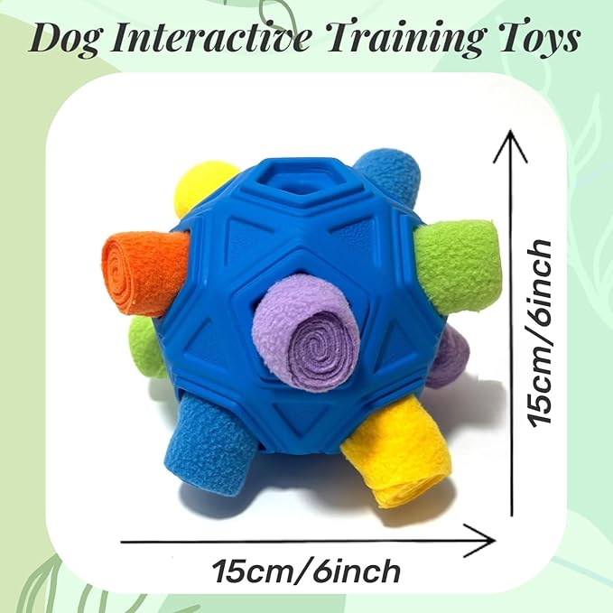 Snuffle Ball for Dog Toys Unbreakable Upgrade Ball Interactive Toy Foraging Snuffle Mat Puppy Treat Dispenser Slow Feeder Dog Puzzle Toys for Small, Medium, Large Pets (Blue Rainbow New)