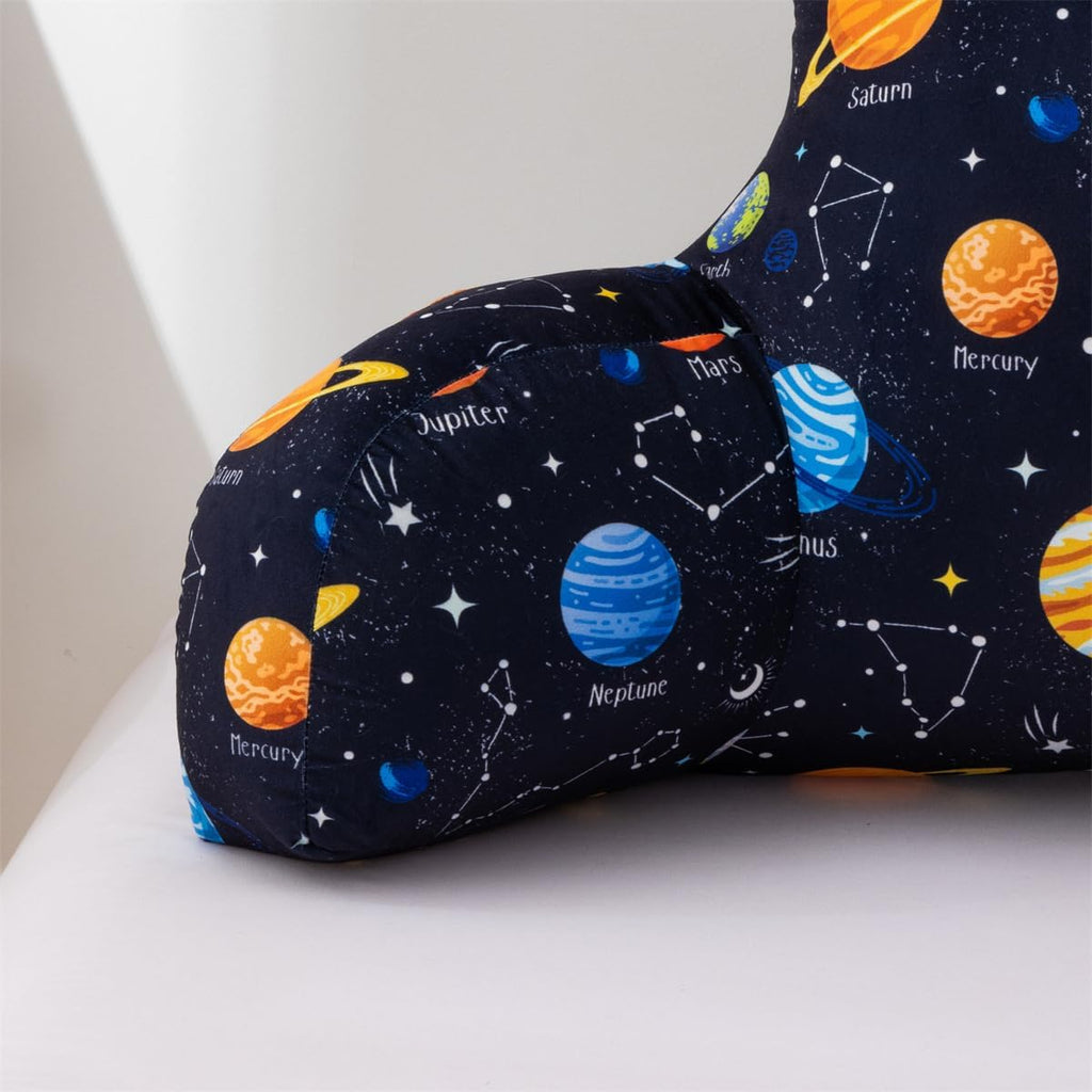 NTBED Galaxy Planet Printed Reading Pillow Bed Wedge Backrest with Arms, Couch TV Relax Bed Rest Pillow Back Support Cushion for Kids Teens Boys Girls