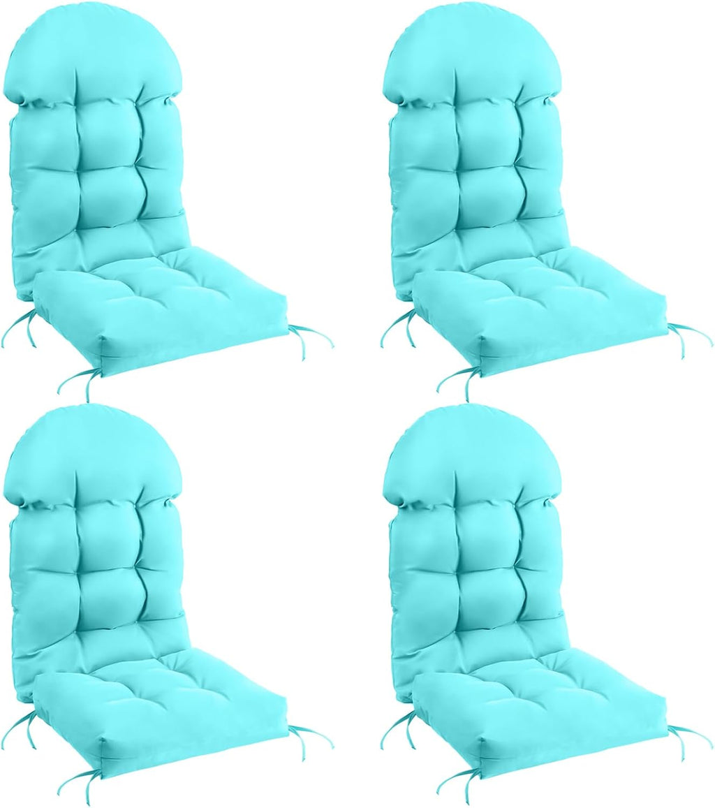FUNBERRY Patio Chair Cushions Set of 4, Thicken Comfy Cushions for Rocker Non Slip Fade Shield Waterproof High Back with Ties