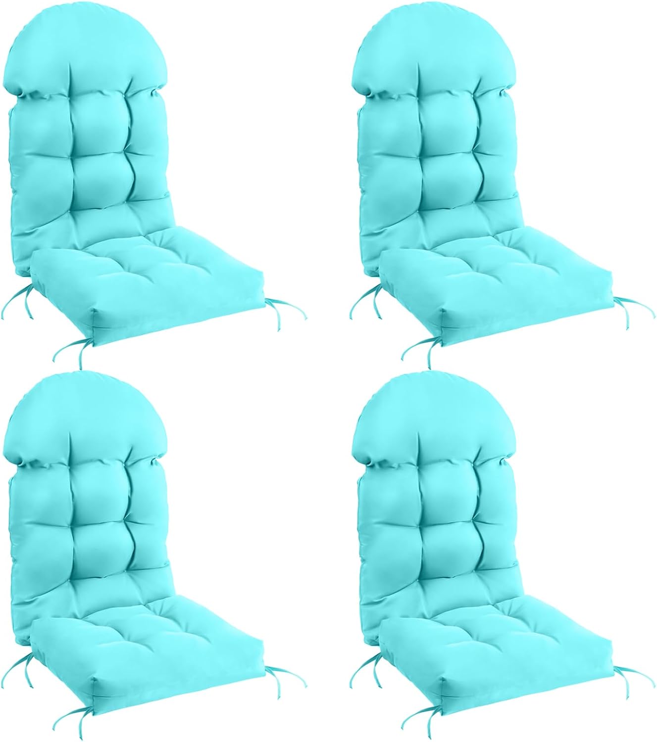 FUNBERRY Patio Chair Cushions Set of 4, Thicken Comfy Cushions for Rocker Non Slip Fade Shield Waterproof High Back with Ties