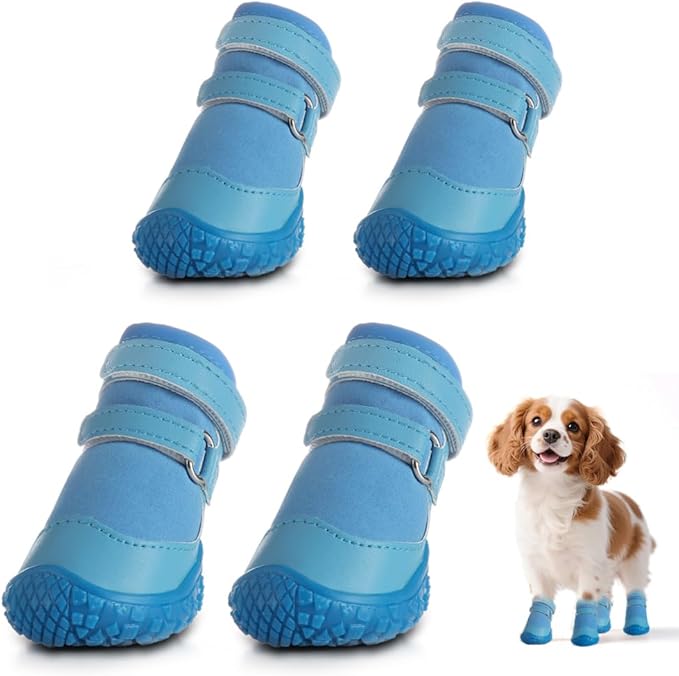 Dog Shoes for Small Dogs, Breathable Dog Boots Paw Protector for Hot Pavement Winter Snow, Dog Booties with Rugged Anti-Slip Sole for Hardwood Floors Outdoor Walking Light Blue Size 2