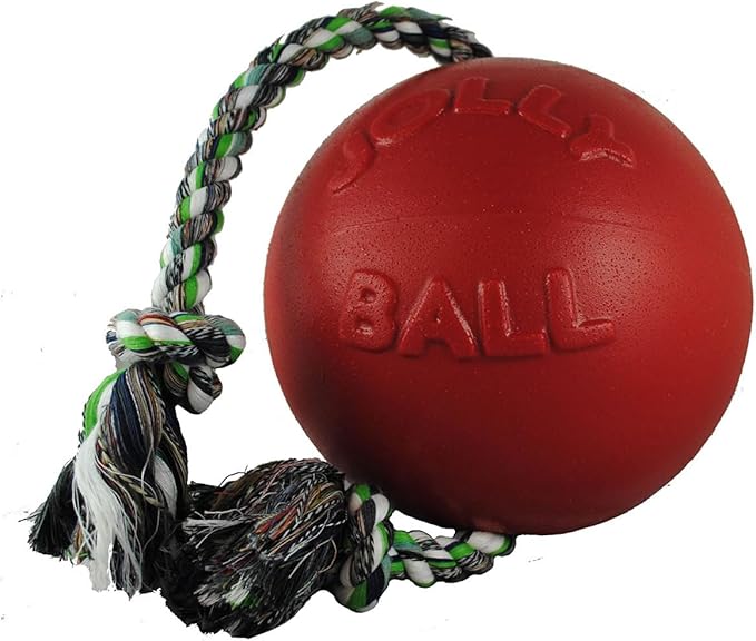 Jolly Pets Romp-n-Roll Rope and Ball Dog Toy, 4.5 Inches/Small, Orange