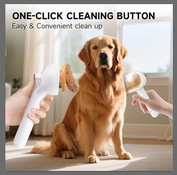 Pet Steam Brush for Dogs & Cats with Shampoo – 3-in-1 Grooming Spray Comb, Mist Massage & Defur Function, Water Spritz Deshedding Tool for Long/Short Hair, Indoor Pets (Puffease Cepillo de Vapor)