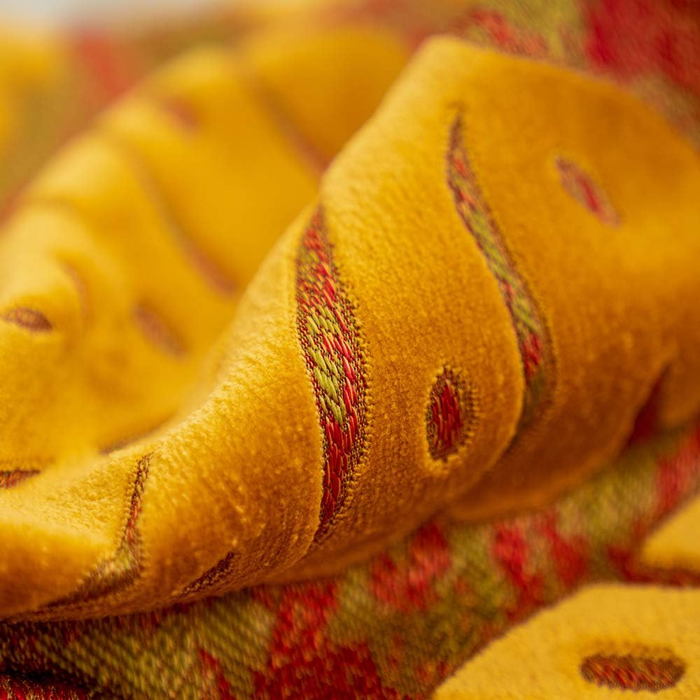 Alerfa 20 x 20 Inch Square Leaf Pillow Embroidery Cut Velvet Cushion Case Luxury Modern Lumbar Throw Pillow Cover Decorative Pillow for Couch Sofa Living Room Bedroom Car, Orange