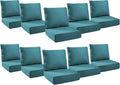 6" Thick Outdoor Cushions 24x24x6, 10-Set Deep Seat Patio Cushions with Removable Cover, Waterproof & Fade Resistant Replacement for Wicker Chair, Loveseat, Sofa - Peacock Green