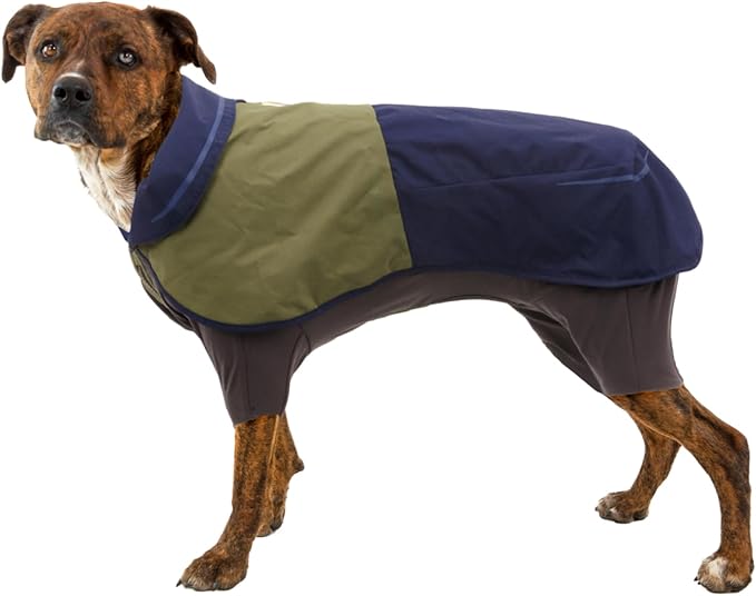 Ruffwear, Sun Shower Dog Raincoat Coverall, Waterproof & Windproof All-Weather Jacket with Full Coverage & Leg Straps, Lightweight & Reflective Dog Gear, Midnight Blue, XX-Small