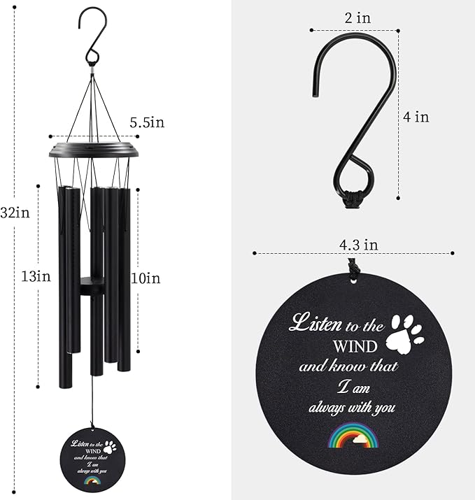 ASTARIN Dog Memorial Gifts Sympathy Wind Chime for Pet Loss Gifts, Cat Wind Chimes for a Grieving Pet Owner, Pet Memorial Wind Chimes