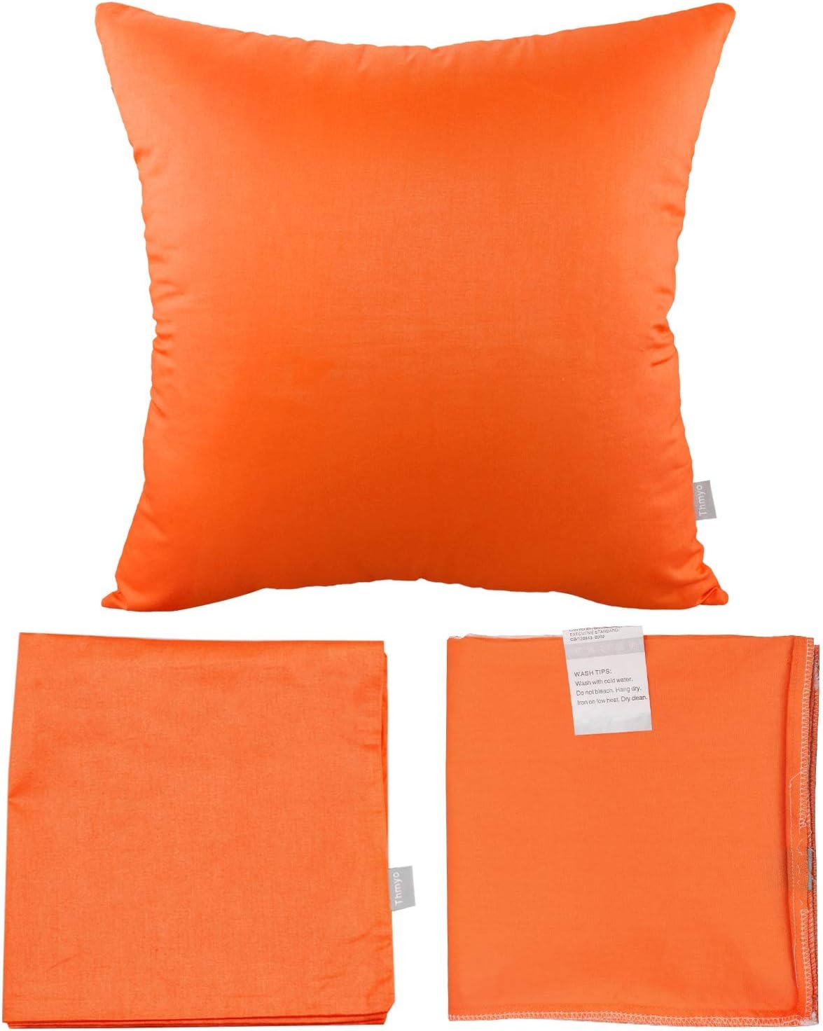 Thmyo 4-Pack 100% Cotton Comfortable Solid Decorative Throw Pillow Cases Square Cushion Cover Pillowcases Sublimation Blank Pillow Cover Halloween DIY Throw Pillowcase(22x22inch/55x55cm,Orange)