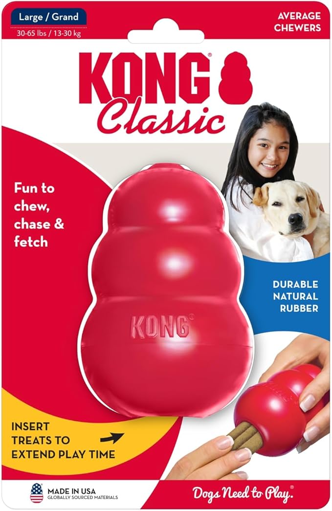 KONG Classic Stuffable Dog Toy - Fetch & Chew Toy for Dogs - Treat-Filling Capabilities & Erratic Bounce for Extended Play Time - Durable Natural Rubber Material - for Large Dogs