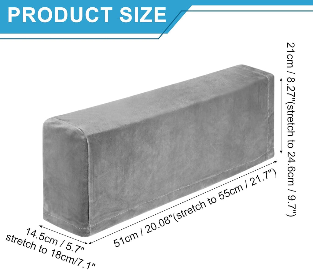 uxcell 2Pcs Stretch Armrest Covers, Polyester Soft Armchair Slipcovers Couch Recliner Arm Cover for Chair Sofa Protector, Grey