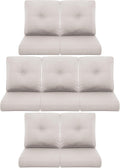 7-Piece Outdoor Patio Cushion Set - Fade & Water Resistant with Removable Olefin Cover, 22x24x4 Inch Memory Foam Cushions for Wicker Sectional Sofa – Beige/Buckle