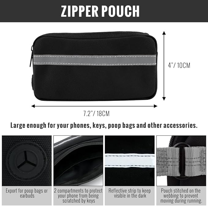 Plutus Pet Hands Free Dog Leash, Soft Padded Dual Handle Retractable Bungee Leash with Reflective Stitches, Adjustable Wasit Leash for Dog Walking Running Jogging, for Medium Large Dogs