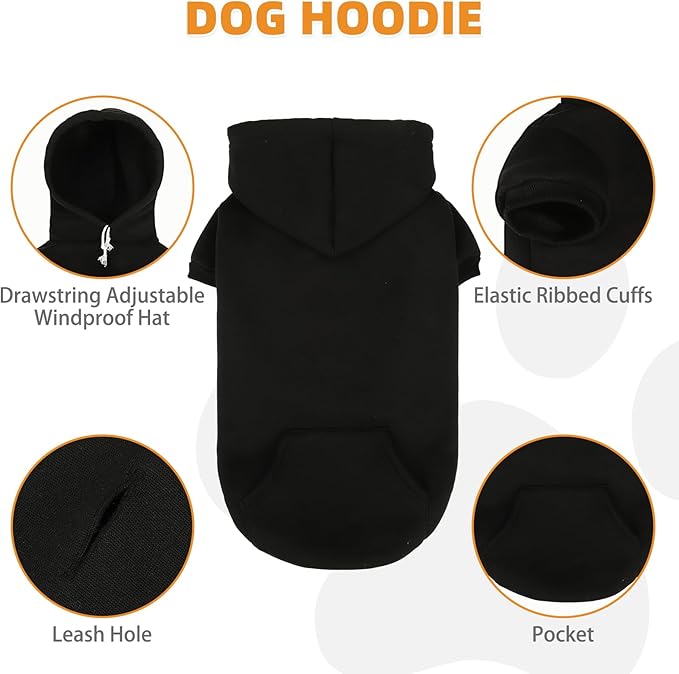 KOOLTAIL Dachshund Dog Hoodie - Soft and Warm Dogs Hoodie Sweater with Leash Hole and Pocket, Pet Winter Coat, Cold Weather Clothes Sweatshirt for Small Medium Large Dogs Puppy Cat Boys Girls M