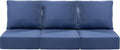 Luxury 24x24x6 Inch Patio Sofa Cushions Set of 3 - Memory Foam Deep Seat Water-Resistant Patio Cushion for Lawn Dining Rocking Swivel Chairs Loveseat 3-Seater Sectional Couch - Navy Blue