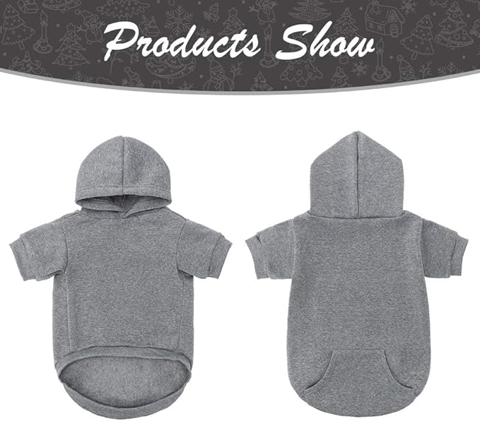 KOOLTAIL Basic Dog Hoodie - Soft and Warm Dog Hoodie Sweater with Leash Hole and Pocket, Dog Winter Coat, Cold Weather Clothes Sweatshirt for Small Medium Large Dogs Puppy Cat Boys Girls Grey XL/XXL