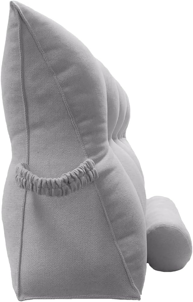 Triangular Reading Bed Rest Pillow Large Bolster Cushion Headboard Backrest Wedge Pillow with Two Detachable Roll Pillows for Neck & Lumbar Support (Chalk Grey, King: 77 x 8 x20 inches)