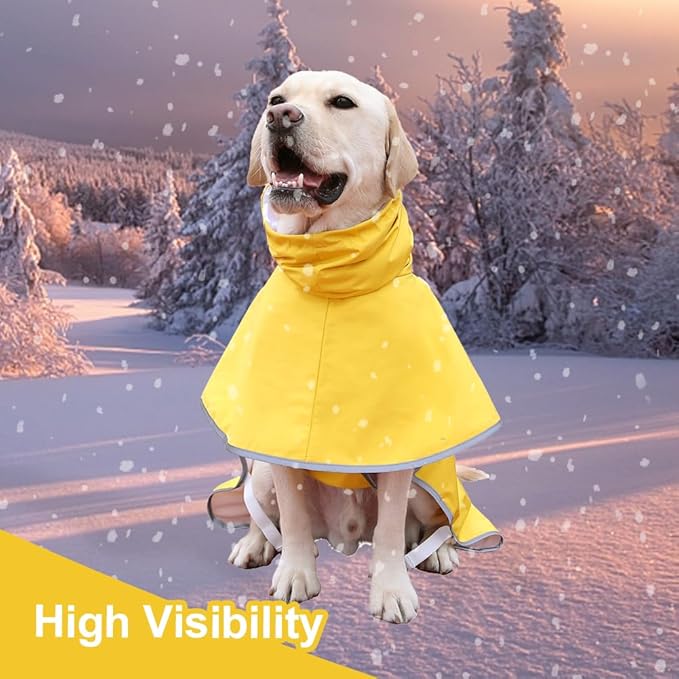 Waterproof Dog Raincoat Hooded Slicker Poncho Raincoat for Medium Large Dogs, Adjustable Dog Rain Coat Jacket(Yellow, 6XL)