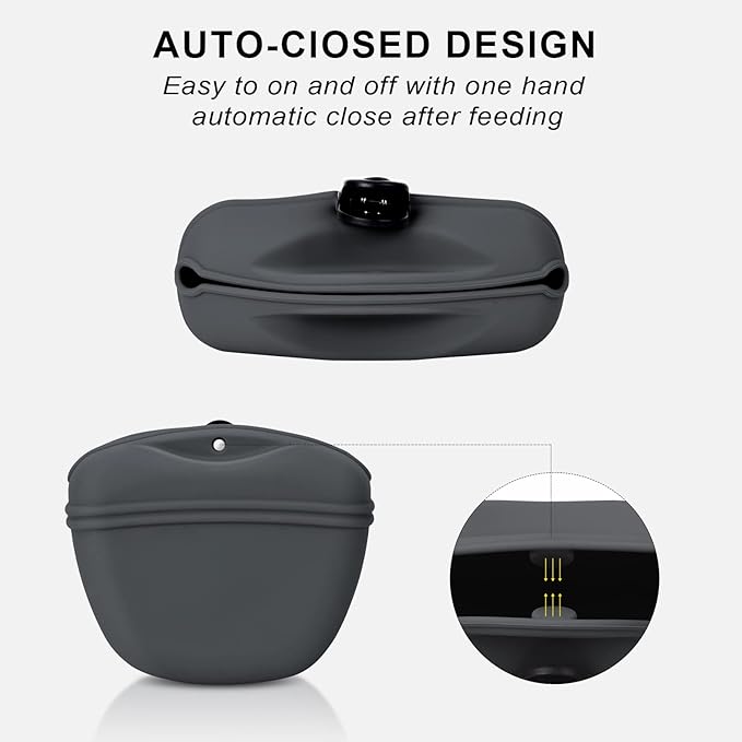 Left&Right Dog Clicker Training Kit,Silicone Dog Training Treat Pouch and Dog Clickers,Dog Treat Bag with Clicker Training for Dogs,Pet Treat Bag with Magnetic Buckle Closing and Waist Clip,Dark Grey