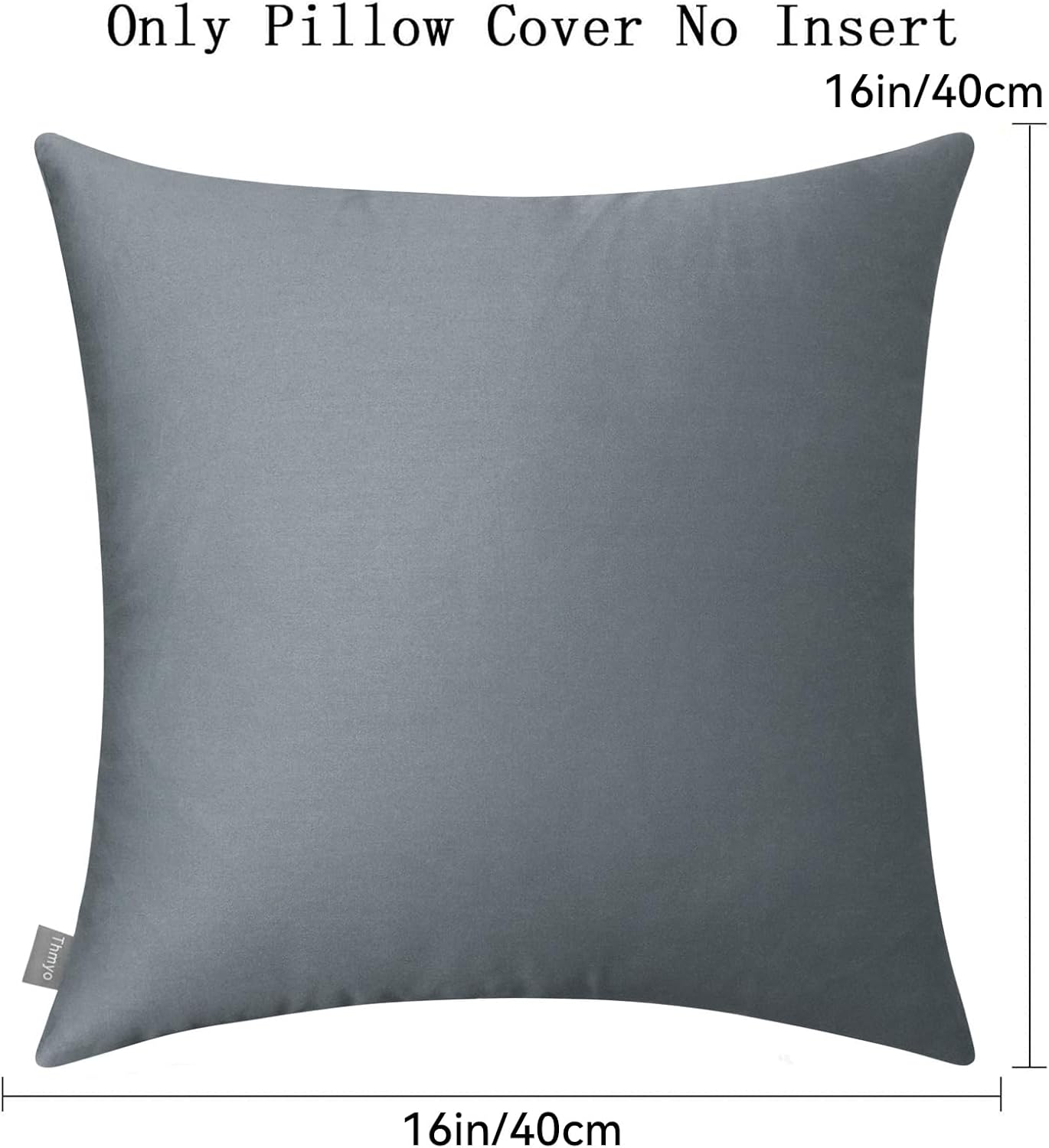 Thmyo 4-Pack 100% Cotton Comfortable Solid Decorative Throw Pillow Case, Square Cushion Cover Pillowcase Sublimation Blank Pillow Covers DIY Throw Pillowcase for Sofa(16x16 inch/ 40x40cm, Dark Grey)