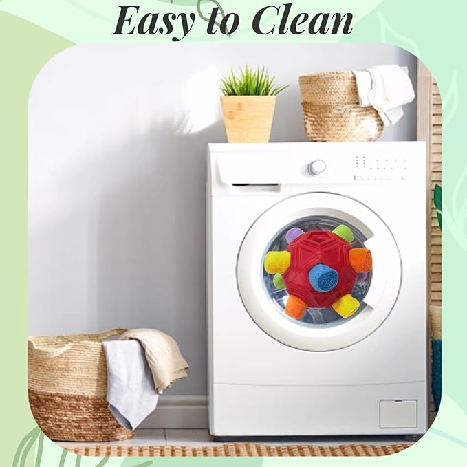 Snuffle Ball for Dog Toys Unbreakable Upgrade Ball Interactive Toy Foraging Snuffle Mat Puppy Treat Dispenser Slow Feeder Dog Puzzle Toys for Small, Medium, Large Pets (Red Rainbow)