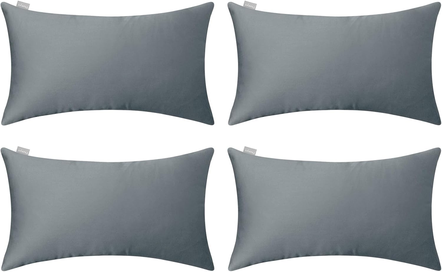 4-Pack 100% Cotton Lumbar Comfortable Solid Decorative Throw Pillow Case,Thmyo Rectangle Cushion Cover Pillowcase Sublimation Blank Pillow Covers DIY Throw Pillowcase(12x20inch/30x50cm, Dark Grey)