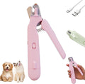 Pupnourish Nail Trimmer, The Safetrim by Pupnourish, 2 in 1 Nail Clipper and Grinder with Light, Grinder Silent, Splash Guard, Suitable for Dog & Cat (Pink)