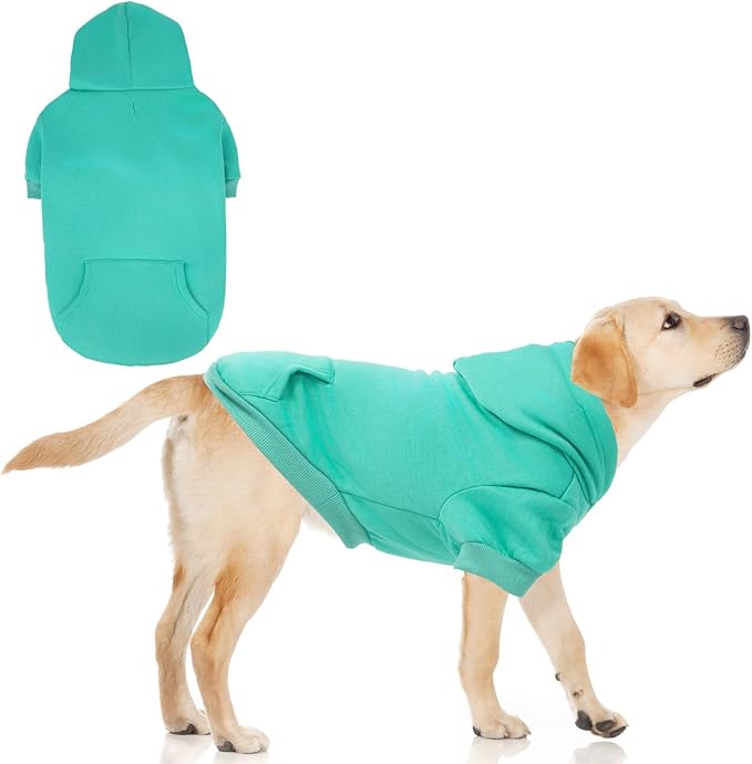 KOOLTAIL Basic Dog Hoodie - Soft and Warm Pet Hoodie Sweater with Leash Hole and Pocket, Dog Winter Coat, Cold Weather Clothes Sweatshirt for Small Medium Large Dogs Puppy Cat Boys Girls Lake Blue XXL
