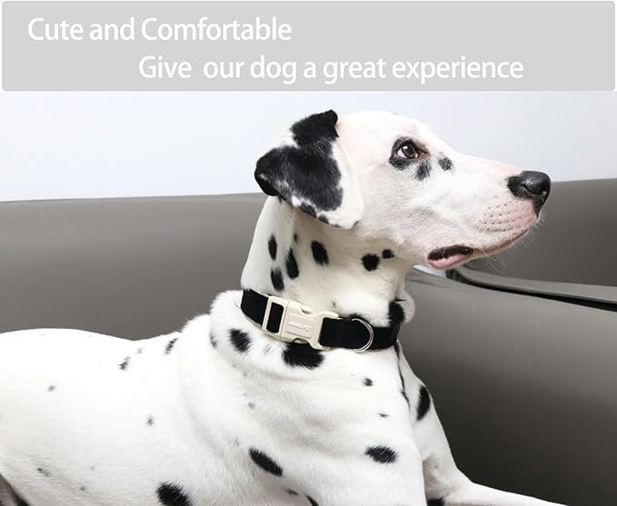ARING PET Dog Collar-Cotton Black Dog Collar for Small Dogs, Adjustable Lightweight Pet Collars with Quick Release Buckle for Small Medium Large Dog