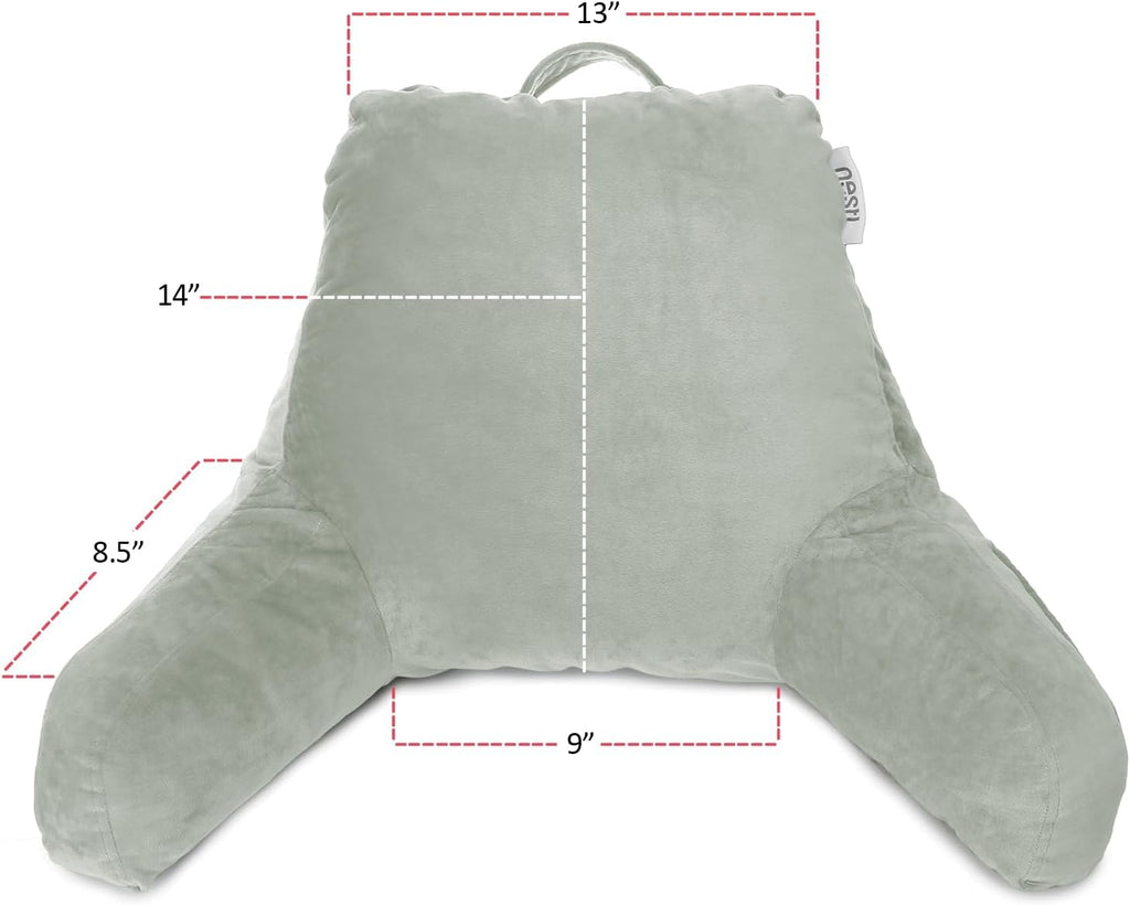 Nestl Reading Pillow for Kids & Teens with Shredded Memory Foam, Backrest Pillows for Reading, Watching, and Gaming, Use on The Couch, Bed, or Floor, Adjustable Support with Washable Cover Sage Green