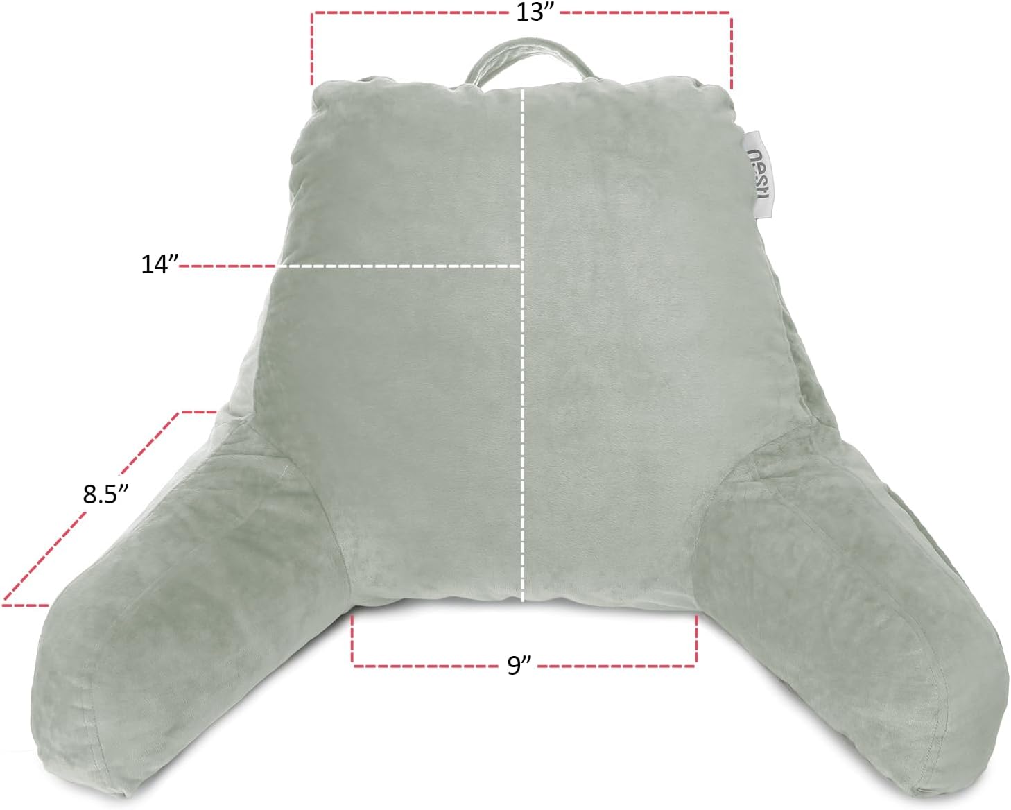 Nestl Reading Pillow for Kids & Teens with Shredded Memory Foam, Backrest Pillows for Reading, Watching, and Gaming, Use on The Couch, Bed, or Floor, Adjustable Support with Washable Cover Sage Green