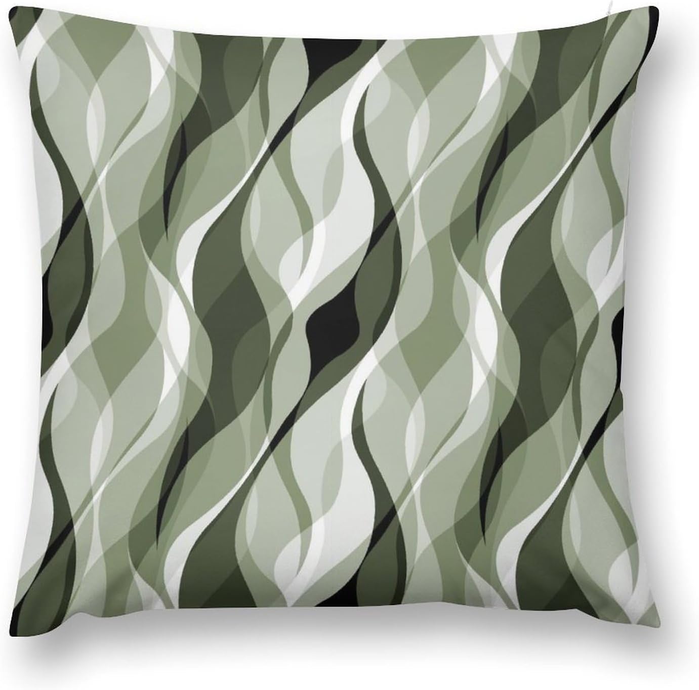 Sage Green Throw Pillow Covers Abstract Ombre Green and Grey Striped Decorations for Bedroom Living Room Farmhouse Sofa Pillows Bed Couch 20x20 Inch