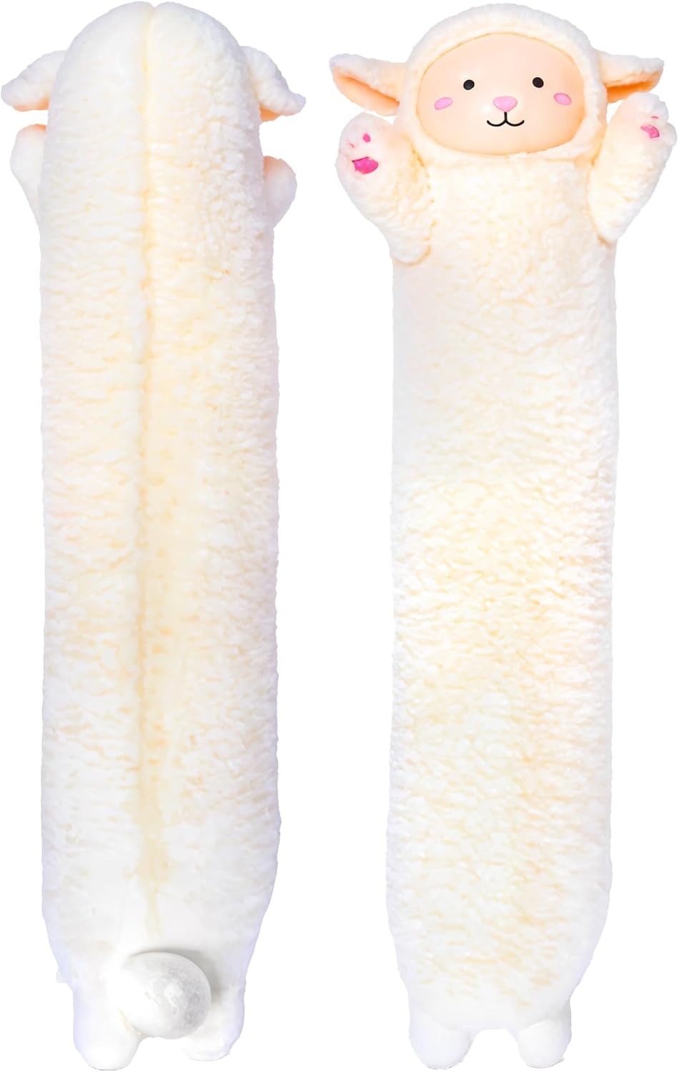 Lamb Plush Body Pillow for Kids | Long Stuffed Animal Cuddle Pillow | Soft Hugging Toy | Plushie Gift for Girls & Boys | Long Plush Body Pillow for Sleep & Comfort | Small, 23 Inches