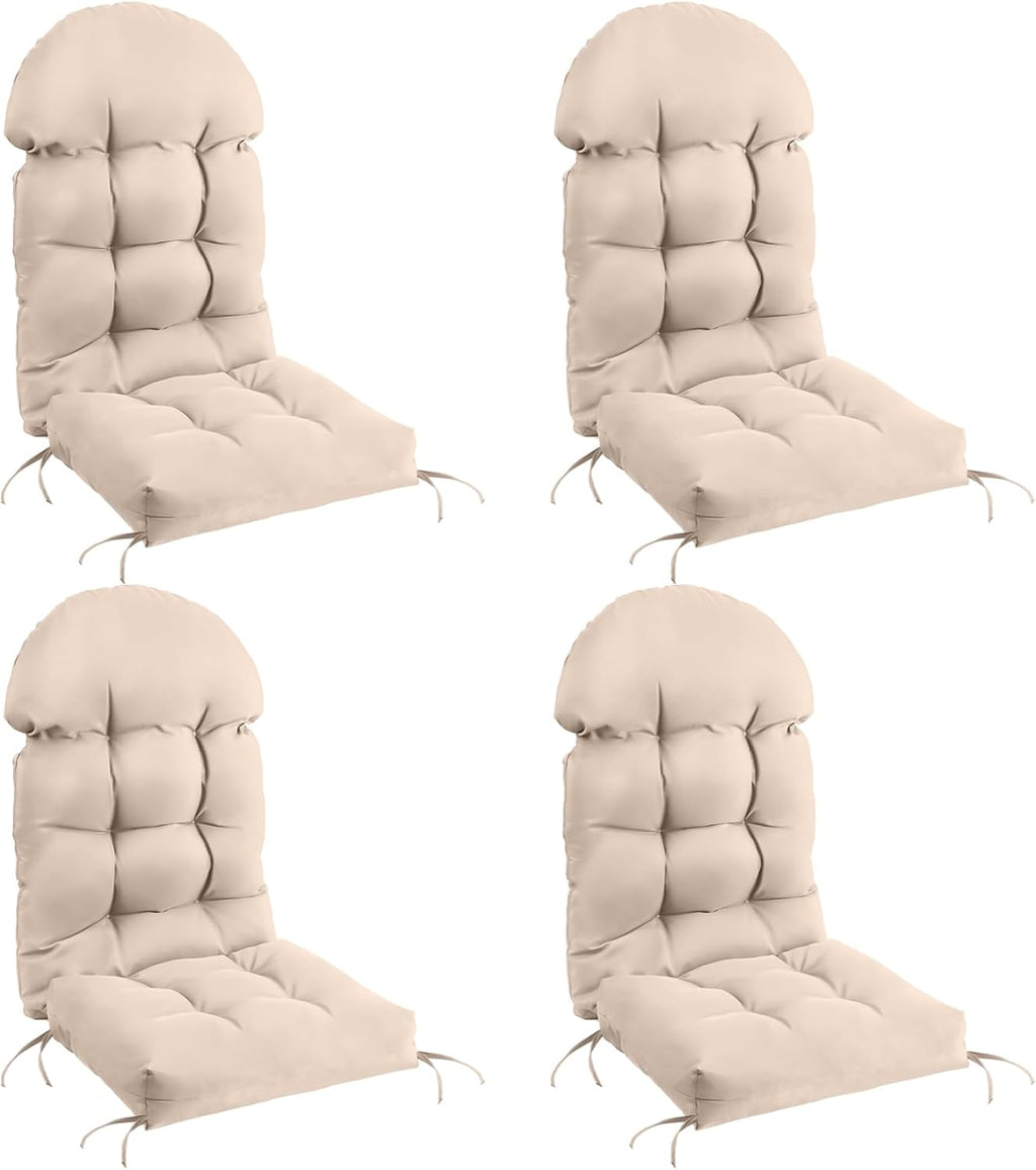 FUNBERRY Patio Chair Cushions Set of 4, Thicken Comfy Cushions for Rocker Non Slip Fade Shield Waterproof High Back with Ties