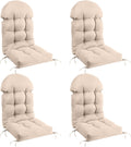 FUNBERRY Patio Chair Cushions Set of 4, Thicken Comfy Cushions for Rocker Non Slip Fade Shield Waterproof High Back with Ties