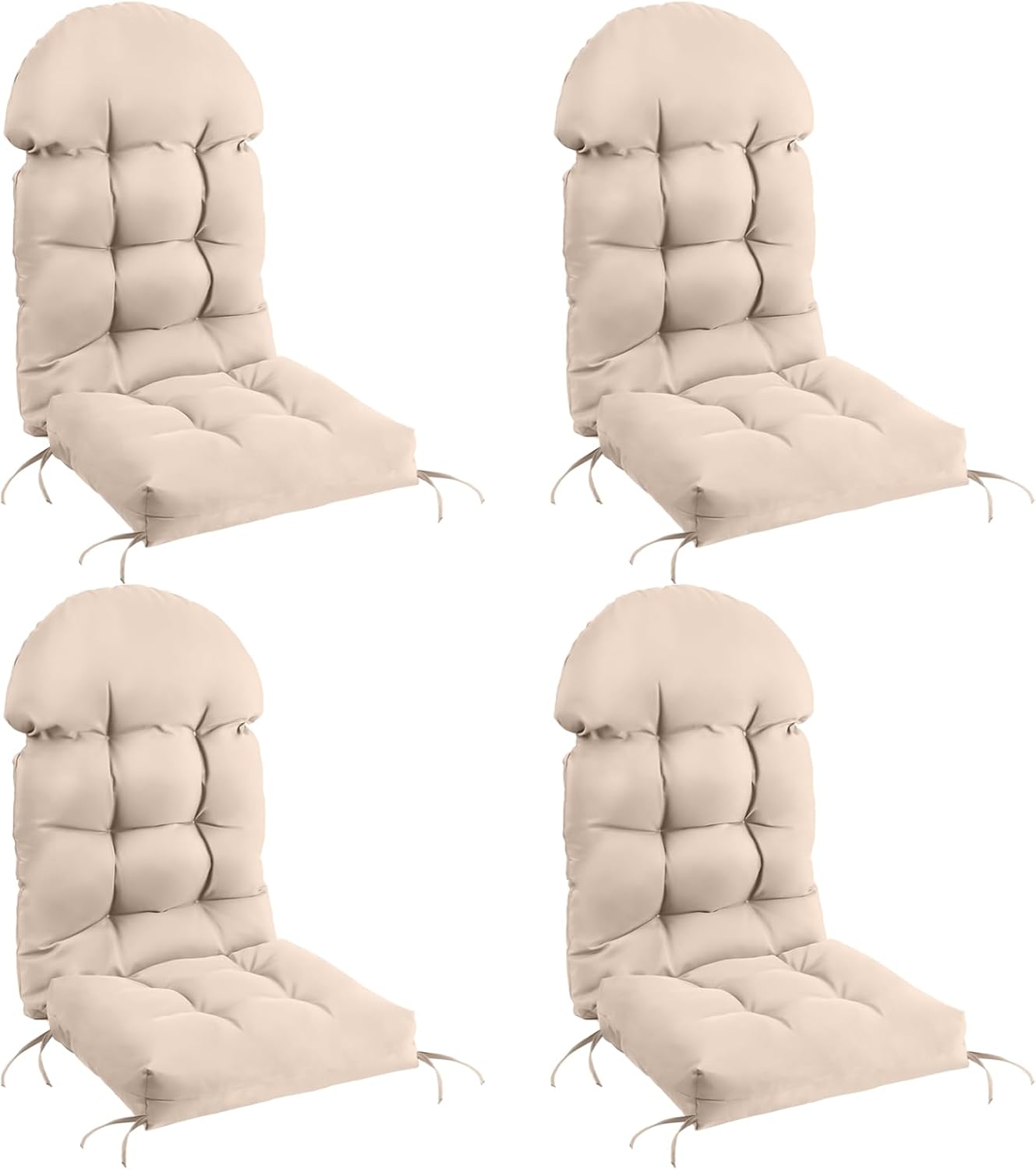 FUNBERRY Patio Chair Cushions Set of 4, Thicken Comfy Cushions for Rocker Non Slip Fade Shield Waterproof High Back with Ties