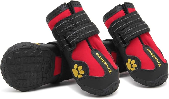 Truelove Dog Boots,Waterproof Pet Shoes with Reflective Straps for Paw Protectors Small Medium Large Dog Summer Winter Snow Outdoor Walking