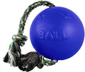 Jolly Pets Romp-n-Roll Rope and Ball Dog Toy, 4.5 Inches/Small, Blue (645 BL), for Small Breeds
